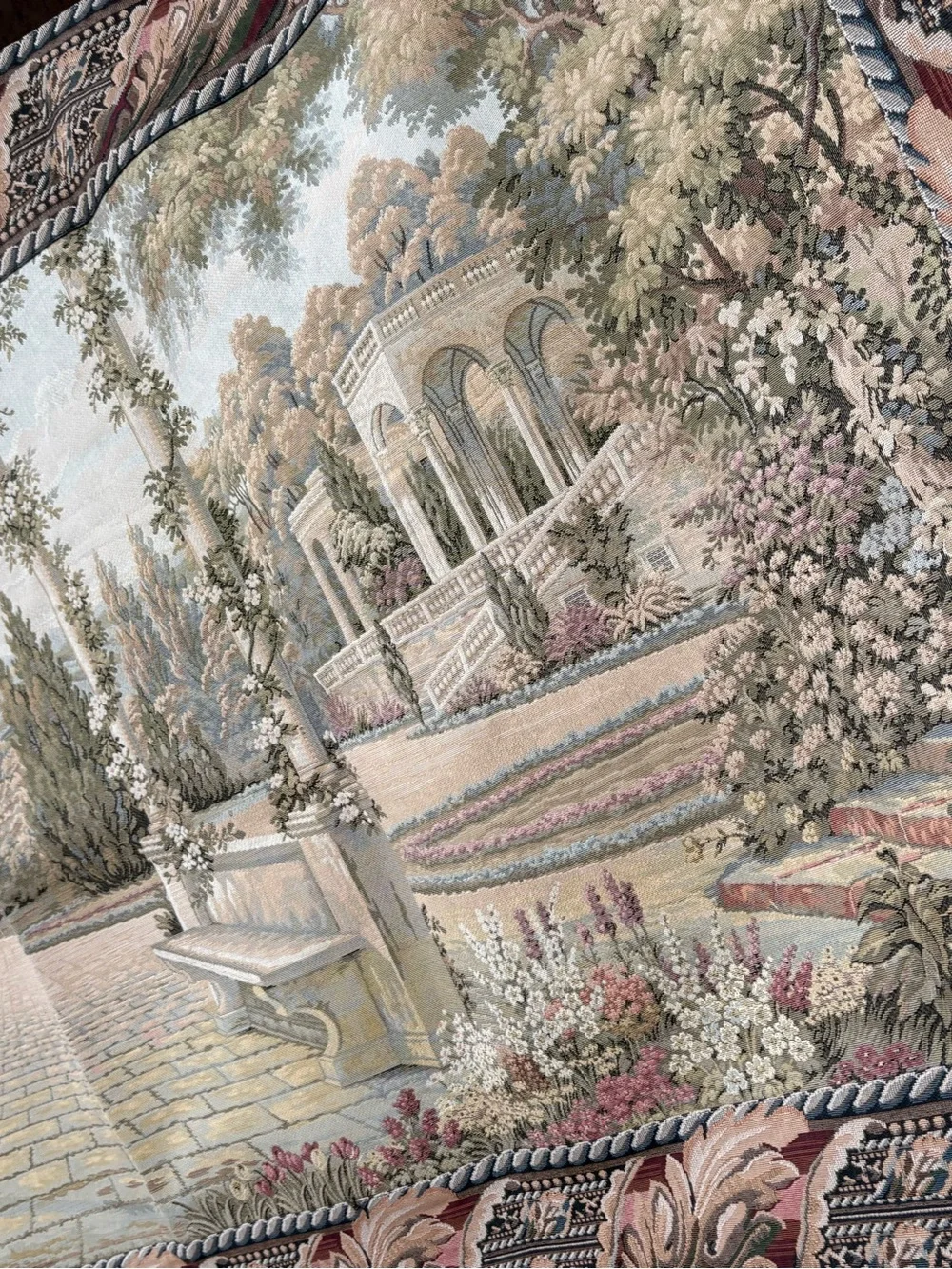 Vintage Italian balcony terrace at Lake Woven Wall decoration  tapestry 77x43